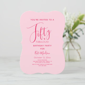 Einfach Chic 50 & FABULOUS! Pink Birthday Party Einladung