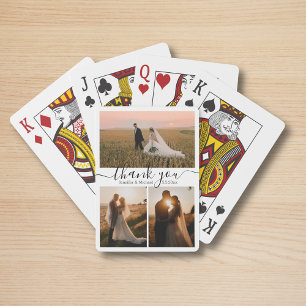 einfach chic danke 3 fotos collage hochzeit spielkarten