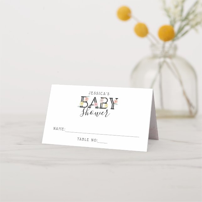 Einfach Chic Floral Garden Baby Dusche Platzkarte (Vorderseite)