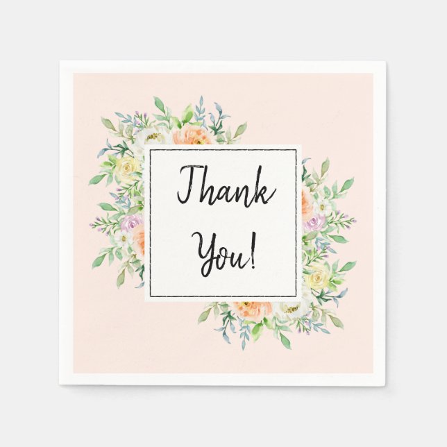 Einfach Chic Floral Vielen Dank für Ihre Unterstüt Serviette (Vorderseite)
