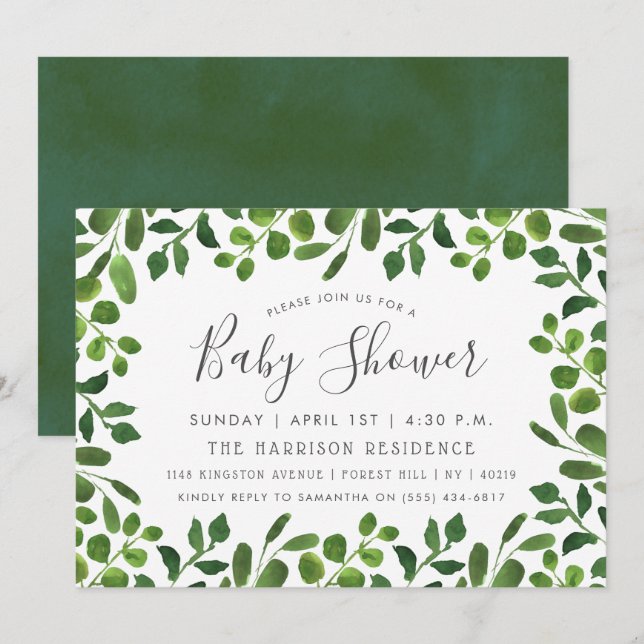 Einfach Chic Foliage Baby Shower Einladungen (Vorne/Hinten)
