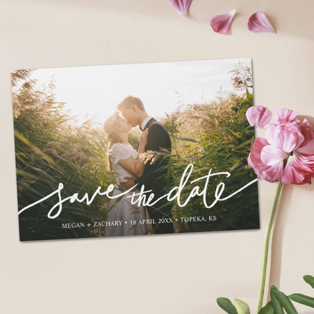 Einfach Chic Foto Custom Wedding Save the Date Magneteinladung (Von Creator hochgeladen)