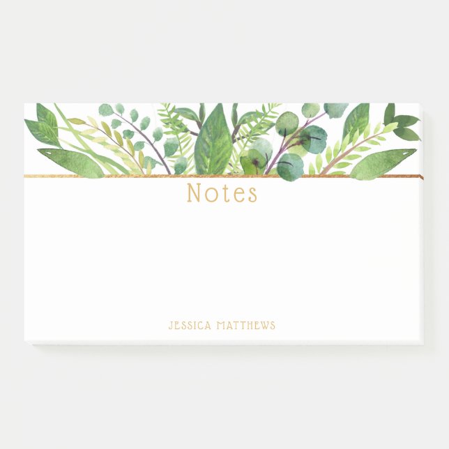 Einfach Chic Greenery & Gold Foil Note Pad Post-it Klebezettel (Vorderseite)