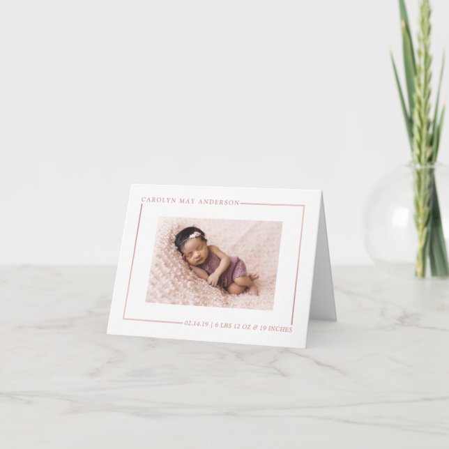 Einfach Chic Rose Gold Foil Birth Ankündigung (Vorderseite)