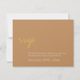 Einfach chic schimmernde bronzene Hochzeits-RSVP-A Einladung