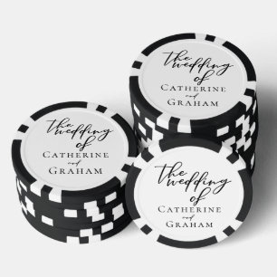 Einfach Chic Schwarze Schrift Hochzeit Personalisi Pokerchips