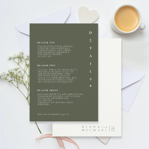 Einfach Chic Wedding Details Moss Green ID1046 Begleitkarte