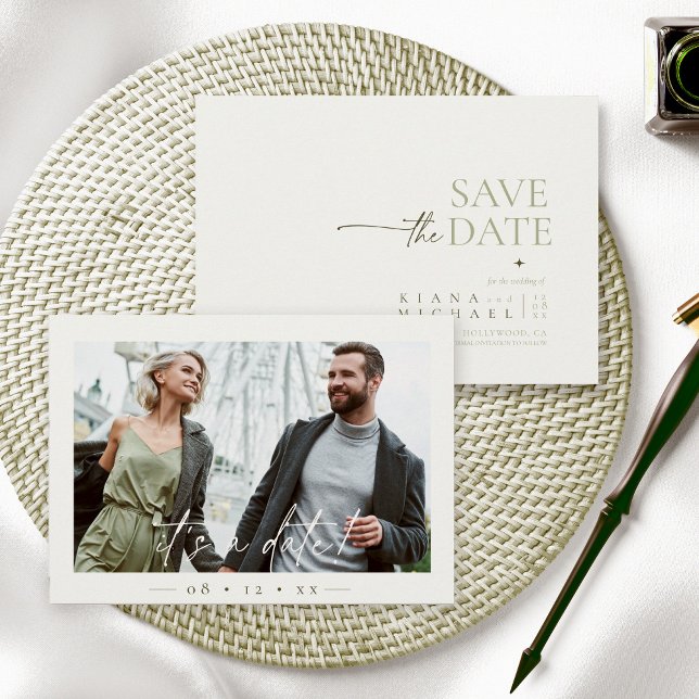 Einfach Chic Wedding Foto Pearl White ID1046 Save The Date (Von Creator hochgeladen)