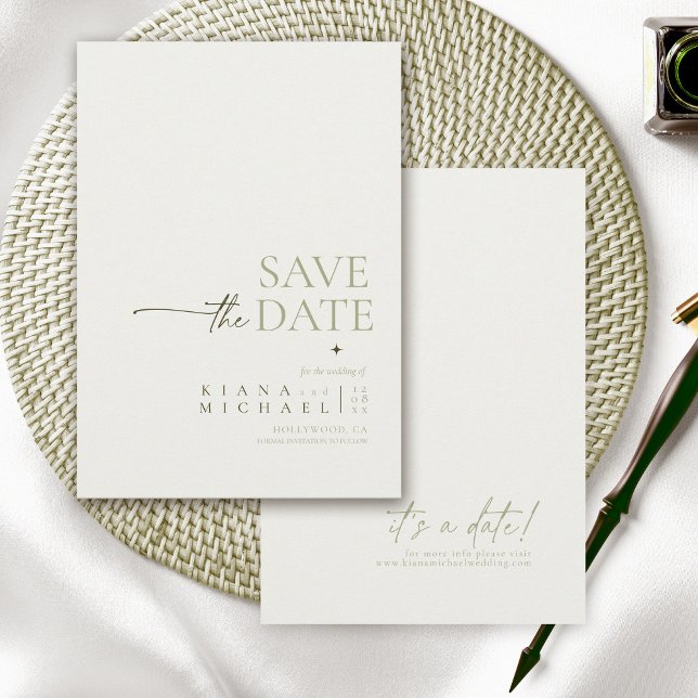 Einfach Chic Wedding Pearl White Vert ID1046 Save The Date (Von Creator hochgeladen)