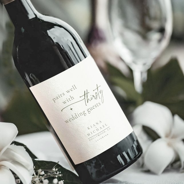 Einfach Chic Wedding Spaß Pearl White ID1046 Weinetikett (Von Creator hochgeladen)