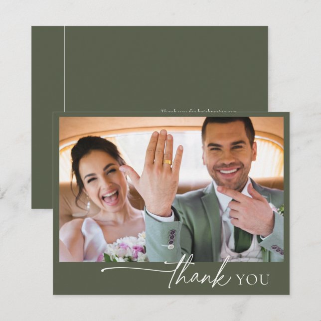 Einfach Chic Wedding Vielen Dank Moss Green ID1046 Dankeskarte (Vorne/Hinten)