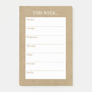 Einfach Chic Weekly Planner Rustikalkraft Post-it Klebezettel