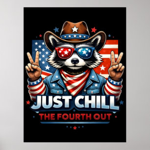Einfach chillen, vierter lustiger Waschbär Sommer- Poster