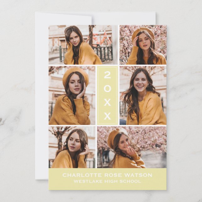 EINFACH CHISCHER FOTO-COLLAGE-ABSCHLUSS EINLADUNG (Vorderseite)