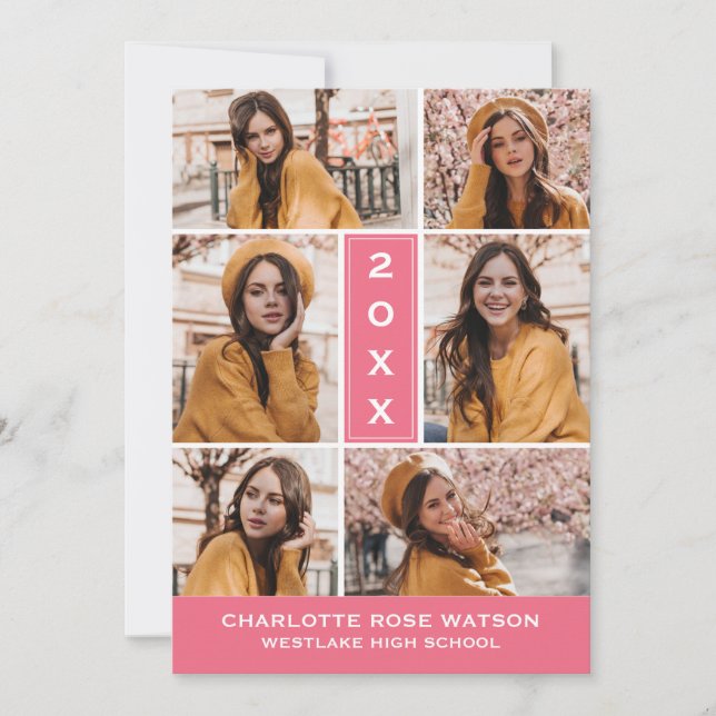 EINFACH CHISCHER FOTO-COLLAGE-ABSCHLUSS EINLADUNG (Vorderseite)