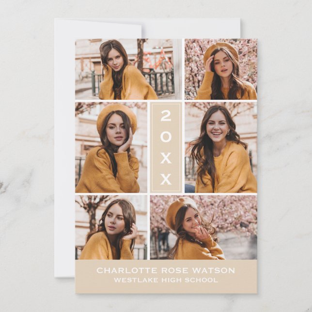 EINFACH CHISCHER FOTO-COLLAGE-ABSCHLUSS EINLADUNG (Vorderseite)