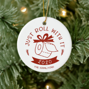 Einfach damit klarkommen Lustiges Covid Weihnachte Keramik Ornament