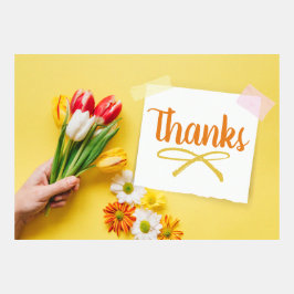 Einfach dank Blume und Notiz