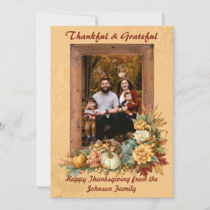 Einfach dankbares rustikales Thanksgiving-Foto Feiertagskarte