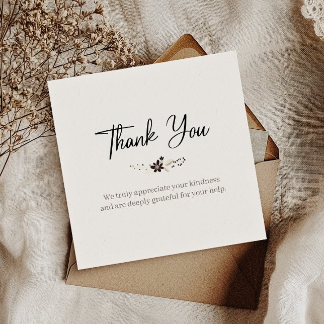Einfach Dankbarkeit Elegante Square Card (Say thanks in style! Our chic, minimalist thank you cards add a touch of elegance to your message.)