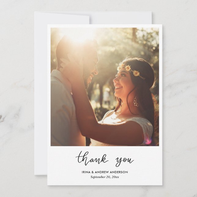 Einfach Dankeschön Script Wedding Couple Foto (Vorderseite)