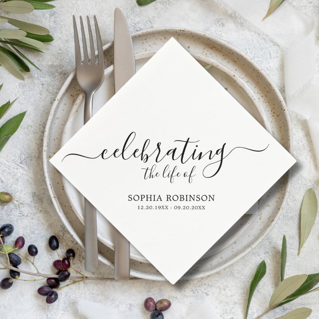 Einfach das Leben feiern Elegante Script-Beerdigun Serviette (Von Creator hochgeladen)