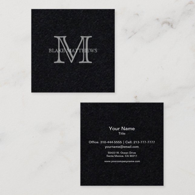 Einfach das Monogramm selbst personalisieren Quadratische Visitenkarte (Vorne/Hinten)