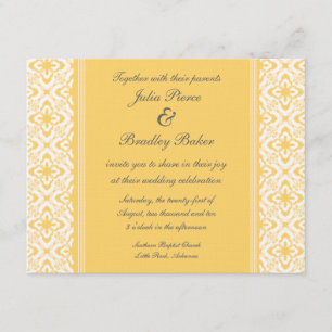 Einfach Dazzling Damask Wedding Einladung, gelb Einladung