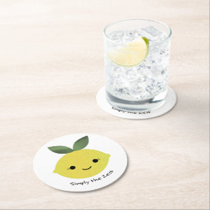 Einfach der Zest Niedliche Kawaii Lemon Runder Pappuntersetzer