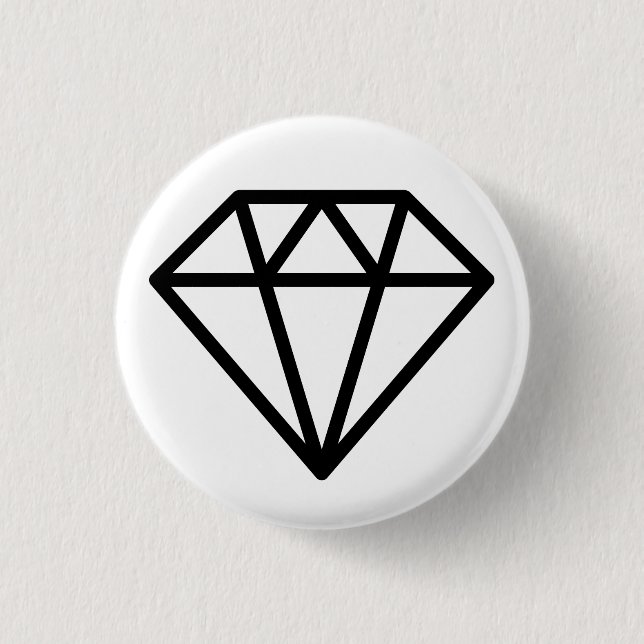 Einfach Diamant - Schwarz auf Weiß Button (Vorderseite)