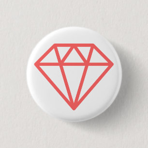 Einfach Diamant - Tropisches Rosa auf Weiß Button