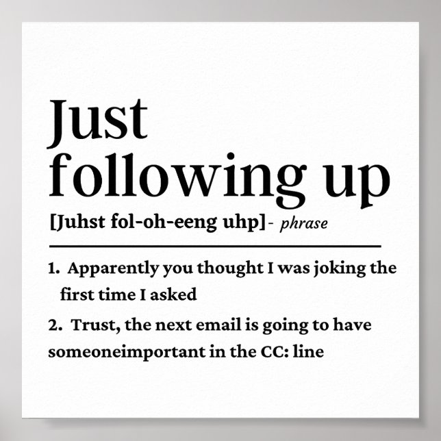 Einfach die lustige Definition nachverfolgen Poster (Vorne)