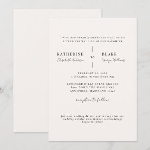 Einfach die Website von Us Light Champagne Wedding Einladung
