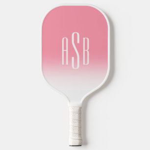 Einfach drei Buchstaben rosa, weißes Ombre Monogra Pickleball Schläger