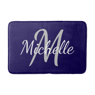 Einfach dunkelblau, Bold Typografy und Name Monogr Badematte