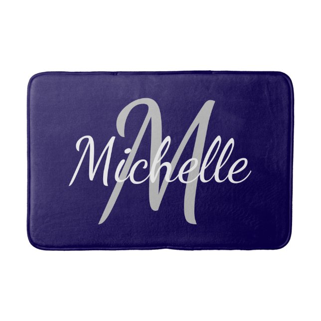 Einfach dunkelblau, Bold Typografy und Name Monogr Badematte (Vorderseite)