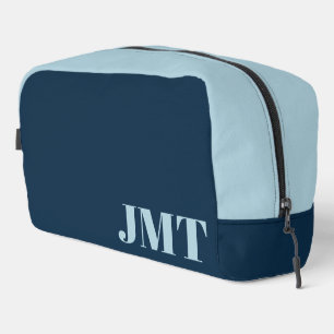 Einfach dunkelblau und hellblau mit Monogramm Waschbeutel