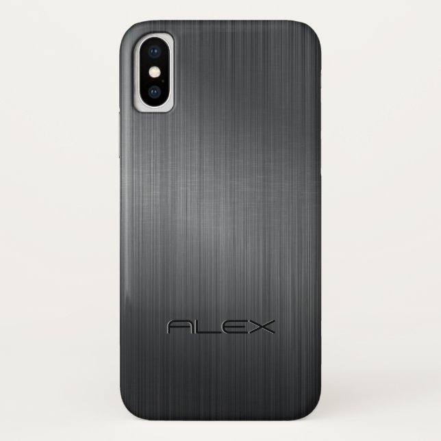 Einfach dunkelgrauer metallischer Hintergrund Case-Mate iPhone Hülle (Rückseite)