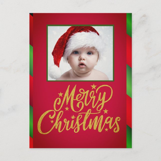 Einfach ein Foto Rot und Grün Streifen Weihnachten (Vorderseite)