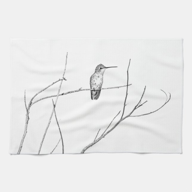 Einfach ein Hummingbird auf einem Stock Handtuch (Horizontal)