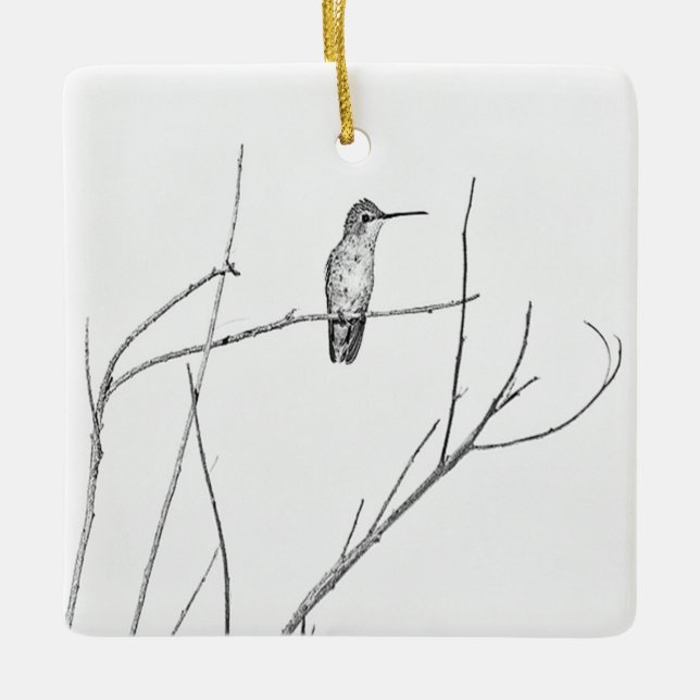 Einfach ein Hummingbird auf einem Stock Keramikornament (Vorderseite)