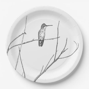 Einfach ein Hummingbird auf einem Stock Pappteller