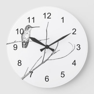 Einfach ein Kolibri auf einer Stock-Quadrat-Wanduh Große Wanduhr