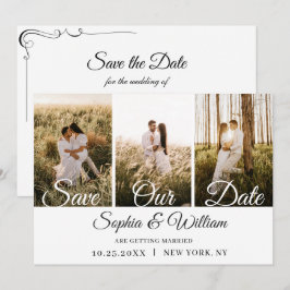Einfach elegant 3 Foto Hochzeit Save The Date
