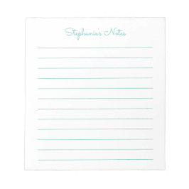 Einfach Elegant Aqua Lined Personalisiert Notizblock
