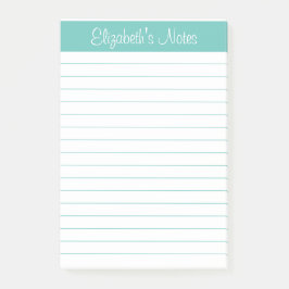 Einfach Elegant Aqua Lined Personalisiert Post-it Klebezettel