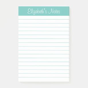 Einfach Elegant Aqua Lined Personalisiert Post-it Klebezettel