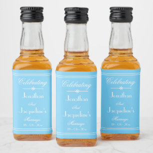 Einfach Elegant AquaBlau Hochzeit Weiße Details Mi Alkoholflaschenetikett