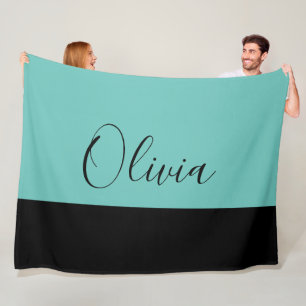 Einfach elegant Aquamarin mit Black Trim Personali Fleecedecke
