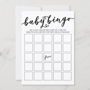 Einfach Elegant Baby Shower Bingo Einladung